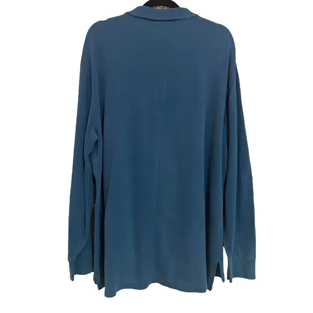Vintage‎ Polo Ralph Lauren Men’s XXL Long Sleeve Collared Shirt Navy Knit Pony